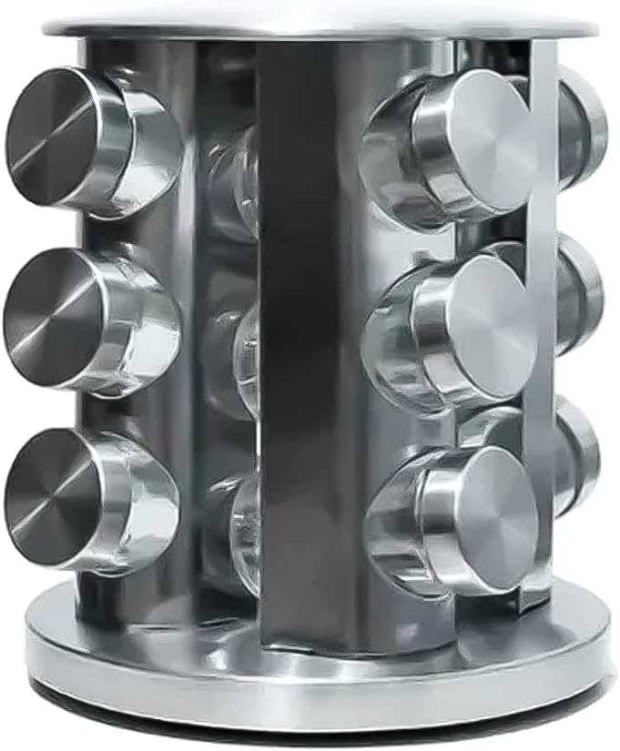 Porta Condimentos 12 Potes Inox com Base Giratória - Futuro Casa - Imagem 2