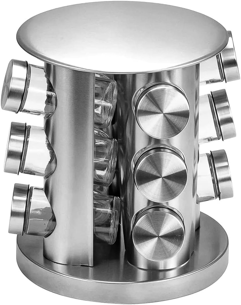 Porta Condimentos 12 Potes Inox com Base Giratória - Futuro Casa - Imagem 3