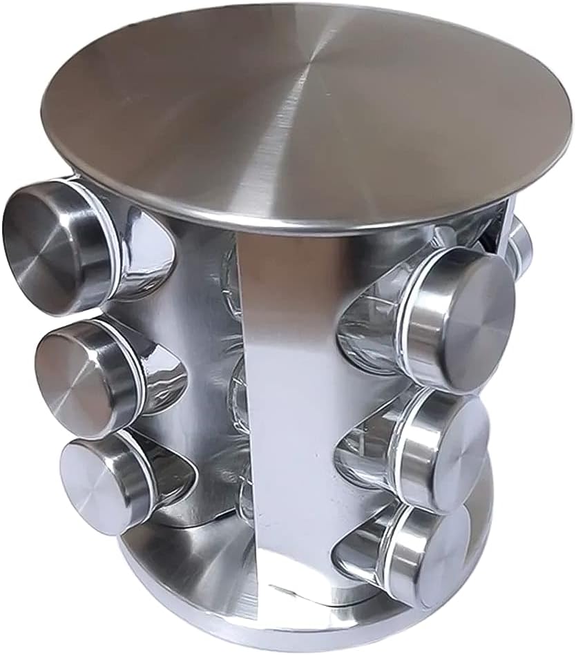 Porta Condimentos 12 Potes Inox com Base Giratória - Futuro Casa - Imagem 4