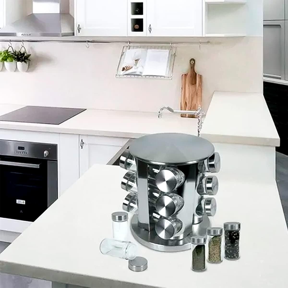 Porta Condimentos 12 Potes Inox com Base Giratória - Futuro Casa - Imagem 5