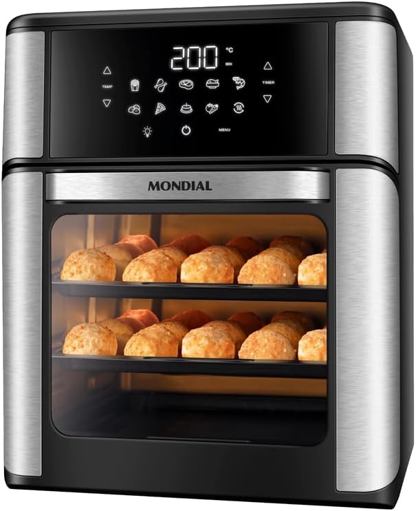Fritadeira Air Fryer Forno Oven Mondial 12L 2000W Preto/Inox - 110V (AFON-12L-BI)ES - Imagem 2