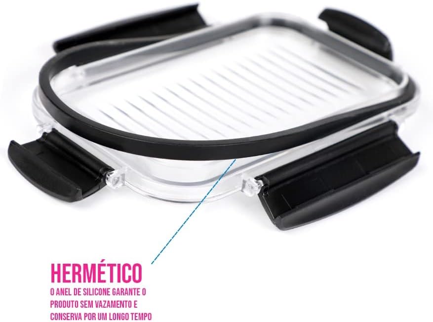 Kit 10 Potes Herméticos Retangulares Empilháveis com 4 Travas - House Organizer - Imagem 9