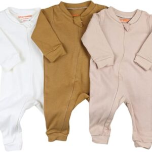 Combo 3 Macacão Minimalista para Bebês 0 a 12 Meses - Algodão com Zíper