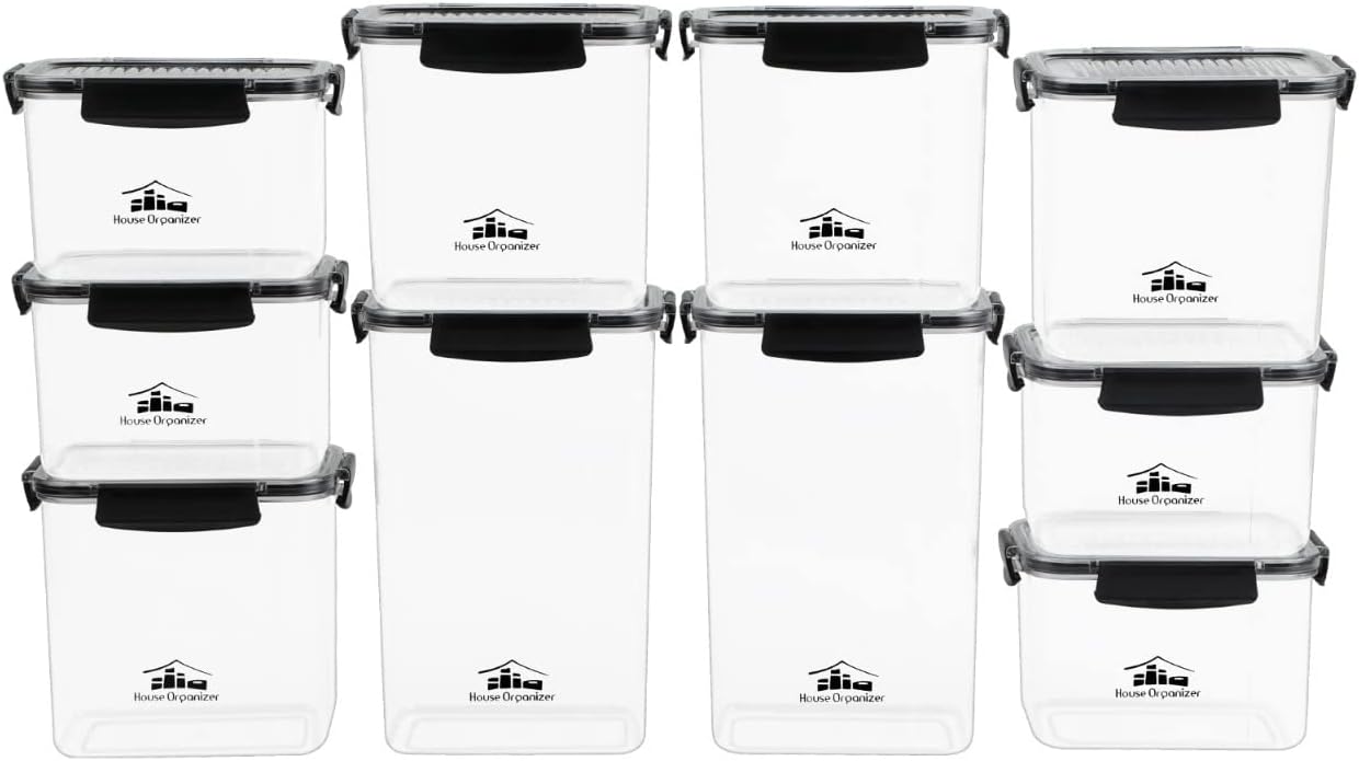 Kit 10 Potes Herméticos Retangulares Empilháveis com 4 Travas - House Organizer - Imagem 6