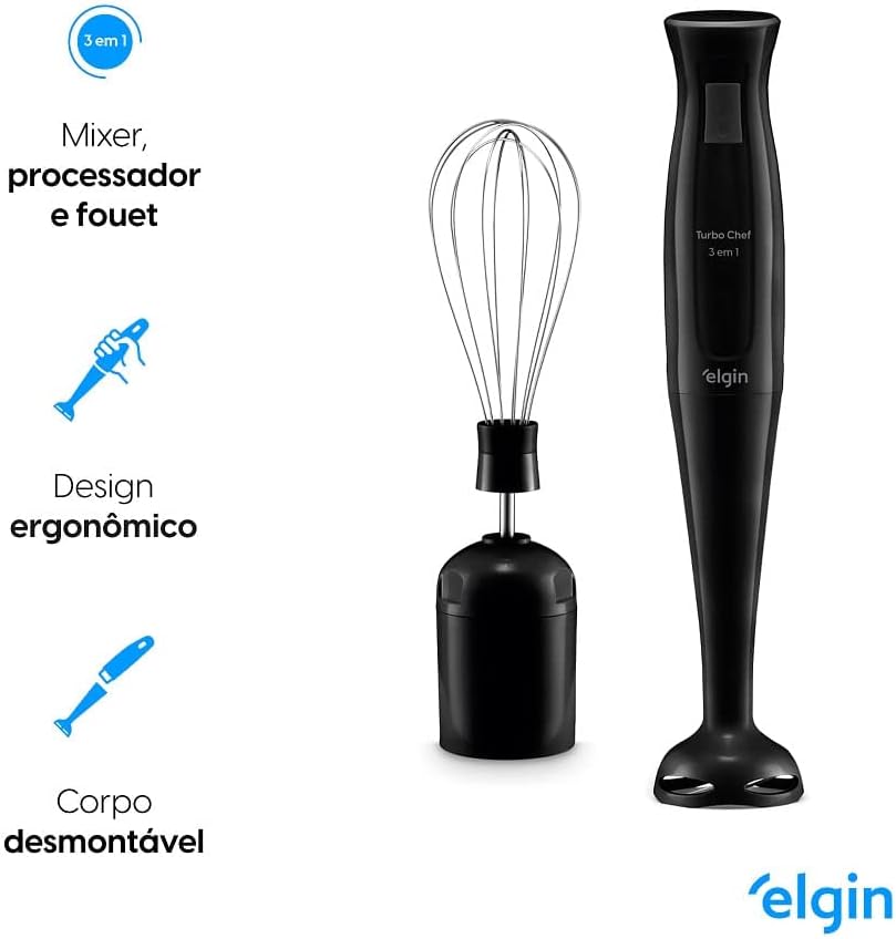 Mixer Vertical Elgin Turbo Chef 3 em 1 200W Preto - 110V - Imagem 3