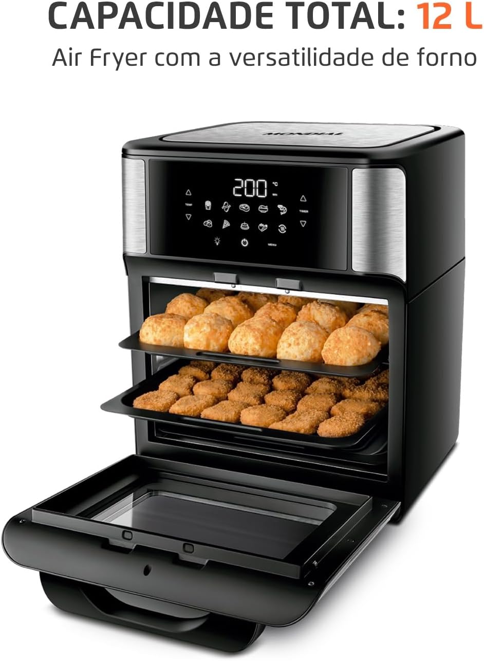 Fritadeira Air Fryer Forno Oven Mondial 12L 2000W Preto/Inox - 110V (AFON-12L-BI)ES - Imagem 4
