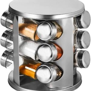 Porta Condimentos 12 Potes Inox com Base Giratória - Futuro Casa