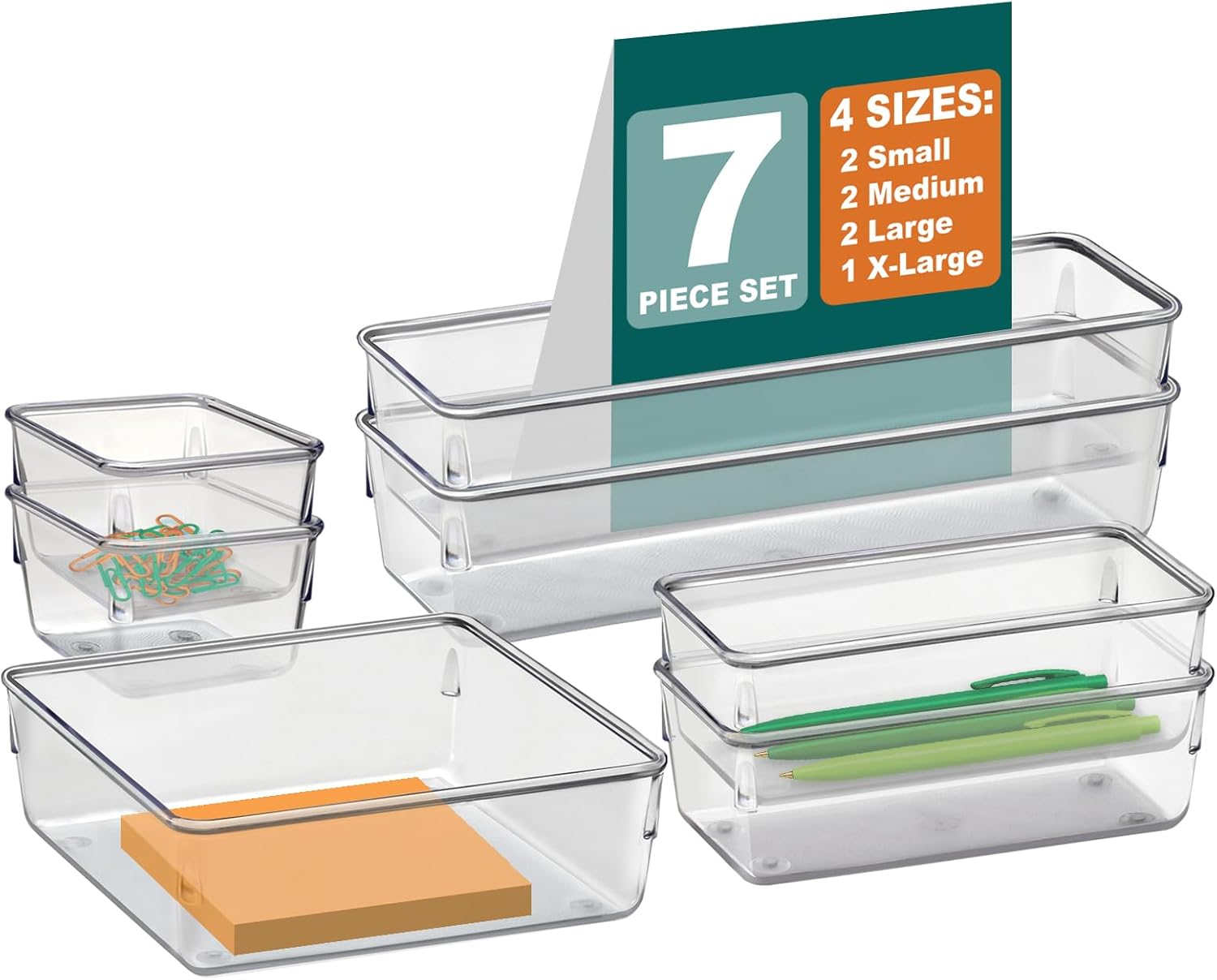 Acrimet Organizador Modular de Gavetas Transparente - Kit com 7 Potes