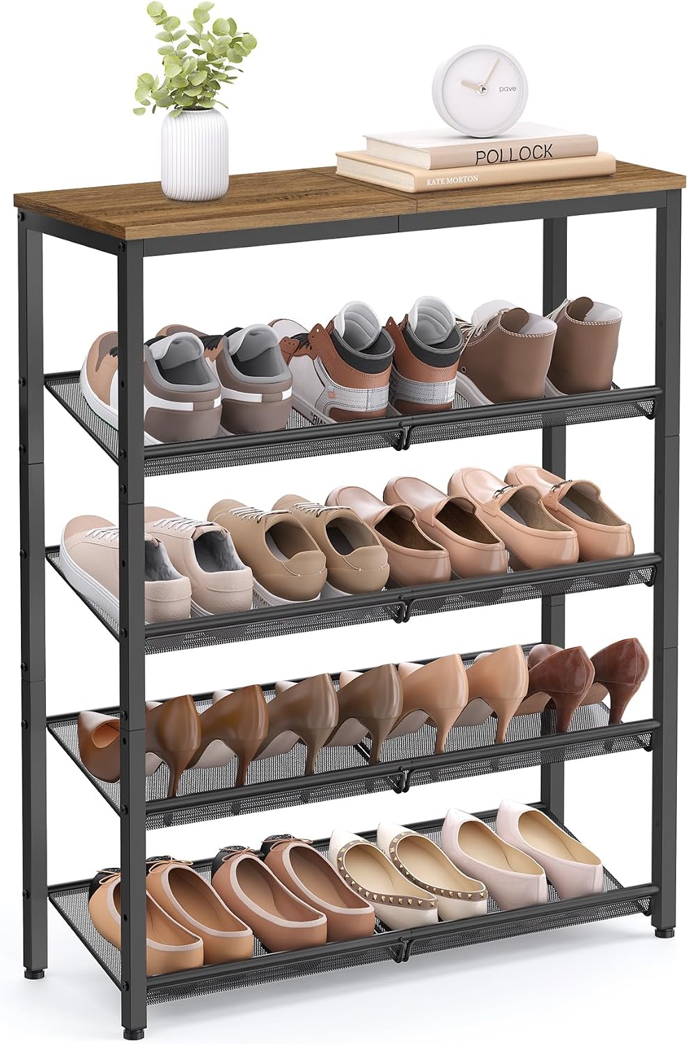 VASAGLE Sapateira para Entrada Industrial de 5 Níveis - Prateleiras Ajustáveis BRLBS038KD02