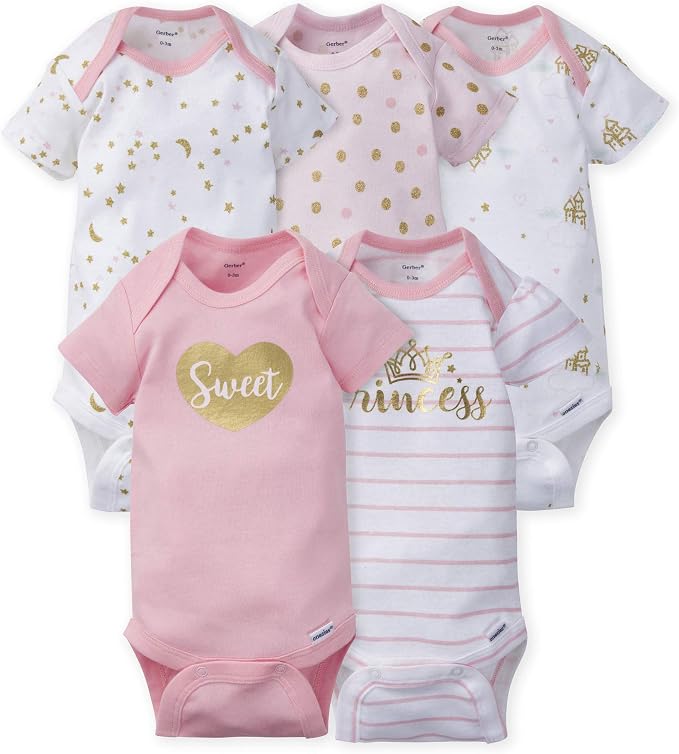 Gerber Kit Macacões Variados de Manga Curta para Bebês Meninas - Imagem 2