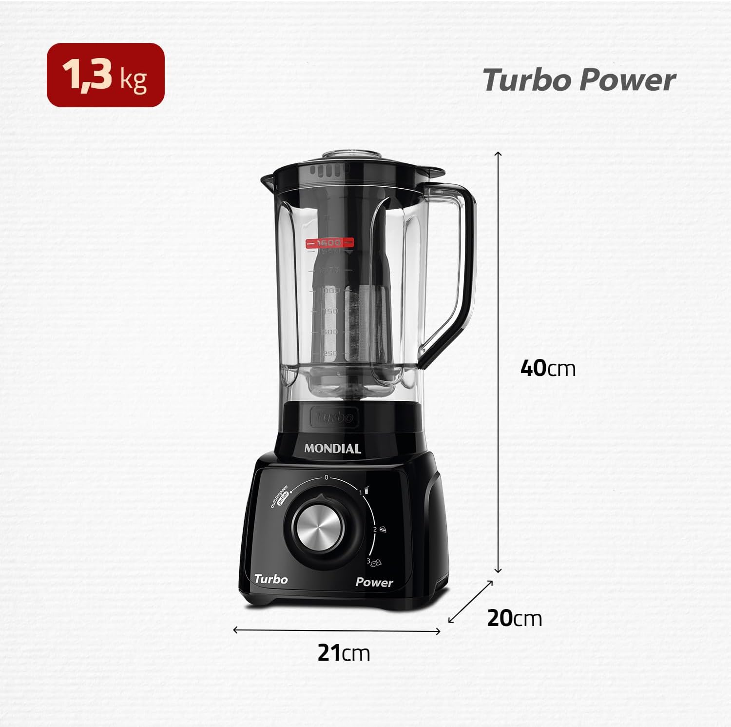 Liquidificador Mondial Turbo Power Preto 550W - 220V (L-99 FB) - Imagem 4