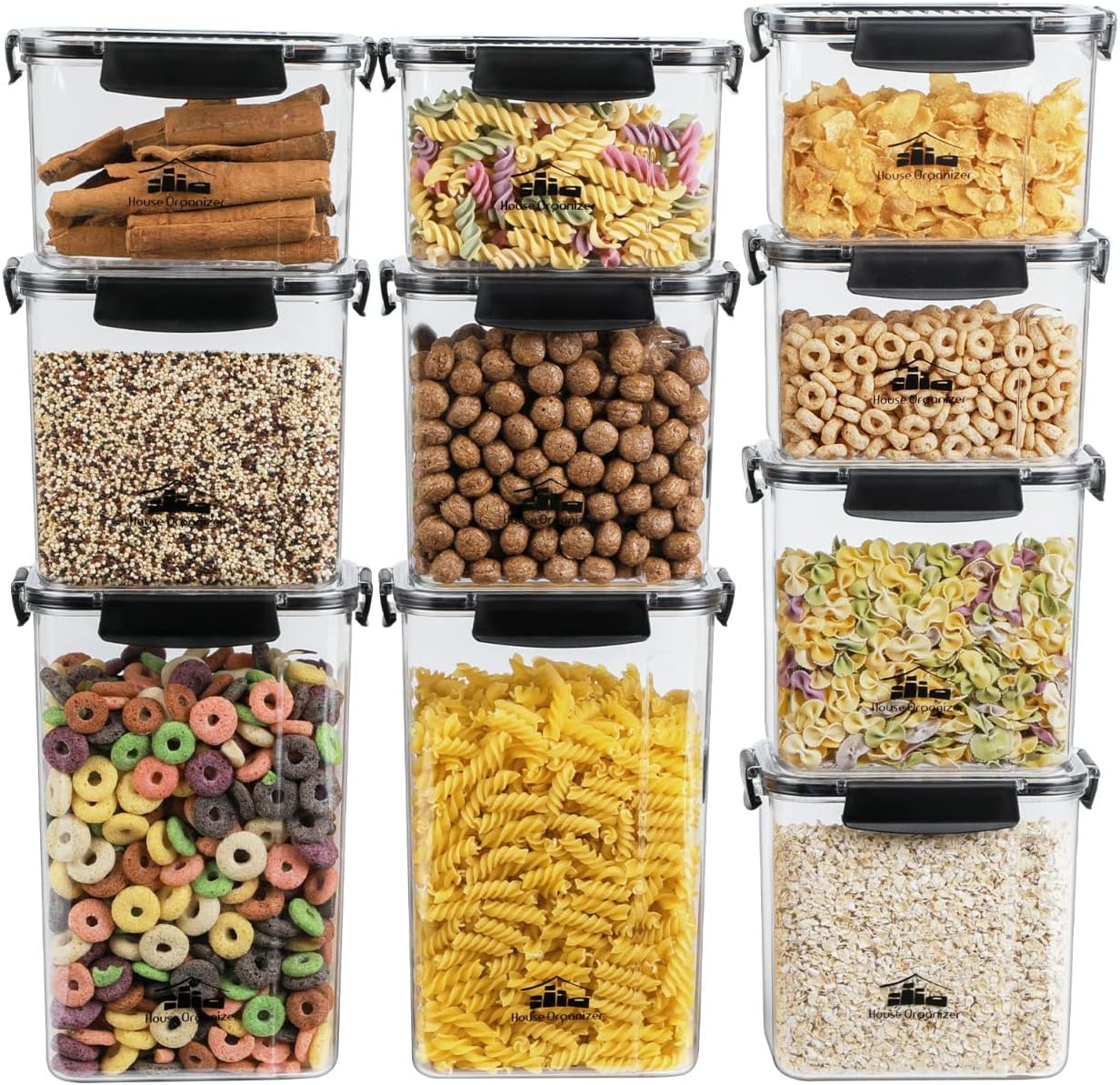 Kit 10 Potes Herméticos Retangulares Empilháveis com 4 Travas - House Organizer - Imagem 2