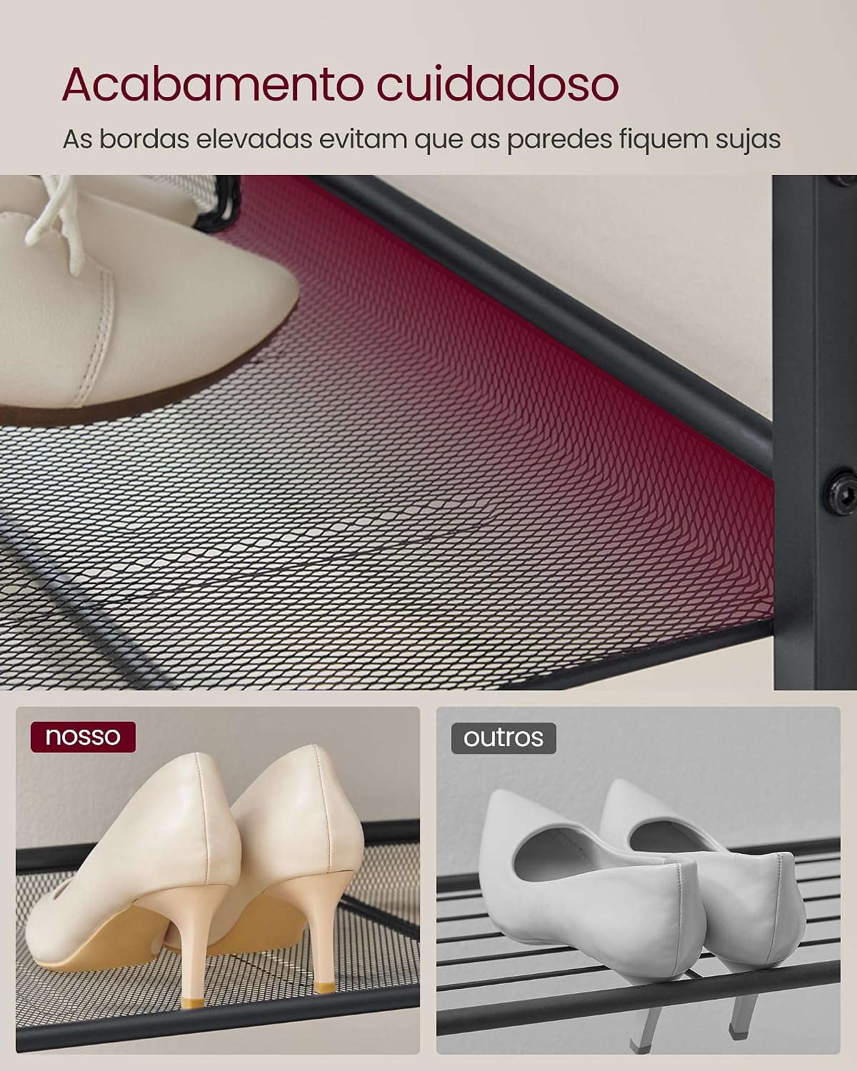 VASAGLE Sapateira para Entrada Industrial de 5 Níveis - Prateleiras Ajustáveis BRLBS038KD02 - Imagem 7