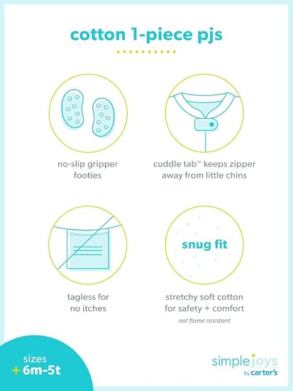 Kit 3 Pijamas de Algodão com Pé Ajuste Confortável – Simple Joys by Carter's - Imagem 6