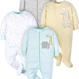 Kit 4 Macacões com Pé Gerber Sleep 'N Play – Bebê Menino