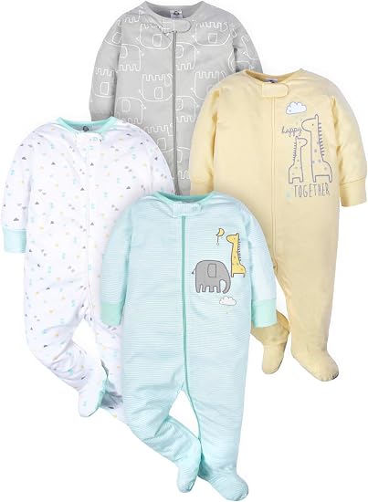 Kit 4 Macacões com Pé Gerber Sleep 'N Play – Bebê Menino