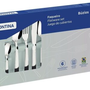 Faqueiro Tramontina Búzios em Aço Inox com Detalhe – 24 Peças