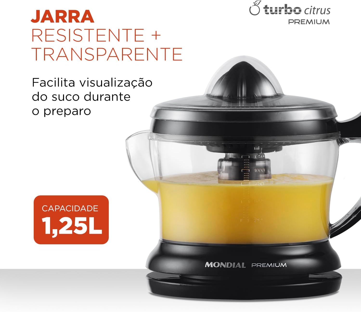 Espremedor de Frutas Mondial Premium E-02 30W – Preto (220V) - Imagem 6