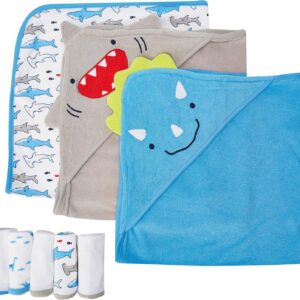 Conjunto de Toalhas de Banho Infantis e Paninhos Simple Joys by Carter's – Tubarão e Dinossauro
