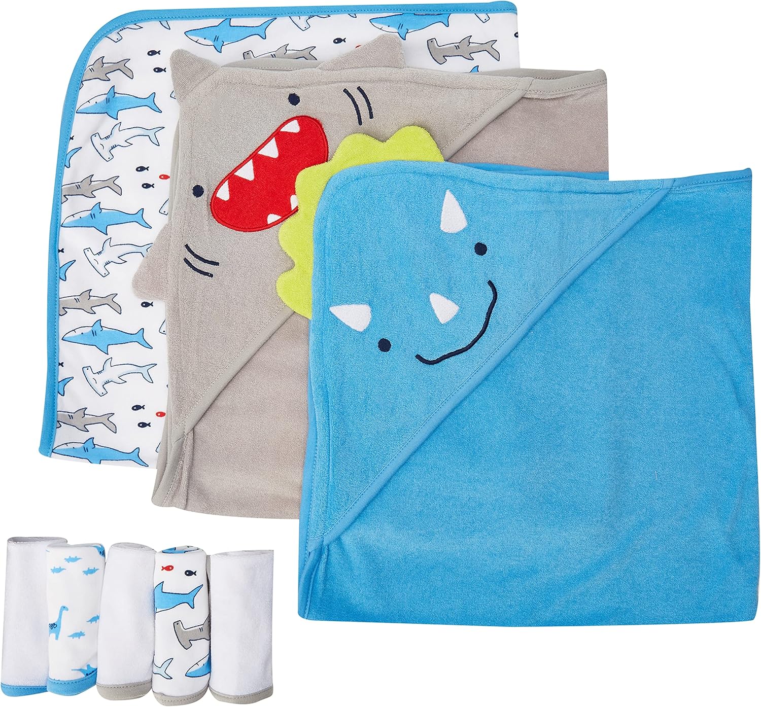 Conjunto de Toalhas de Banho Infantis e Paninhos Simple Joys by Carter's – Tubarão e Dinossauro