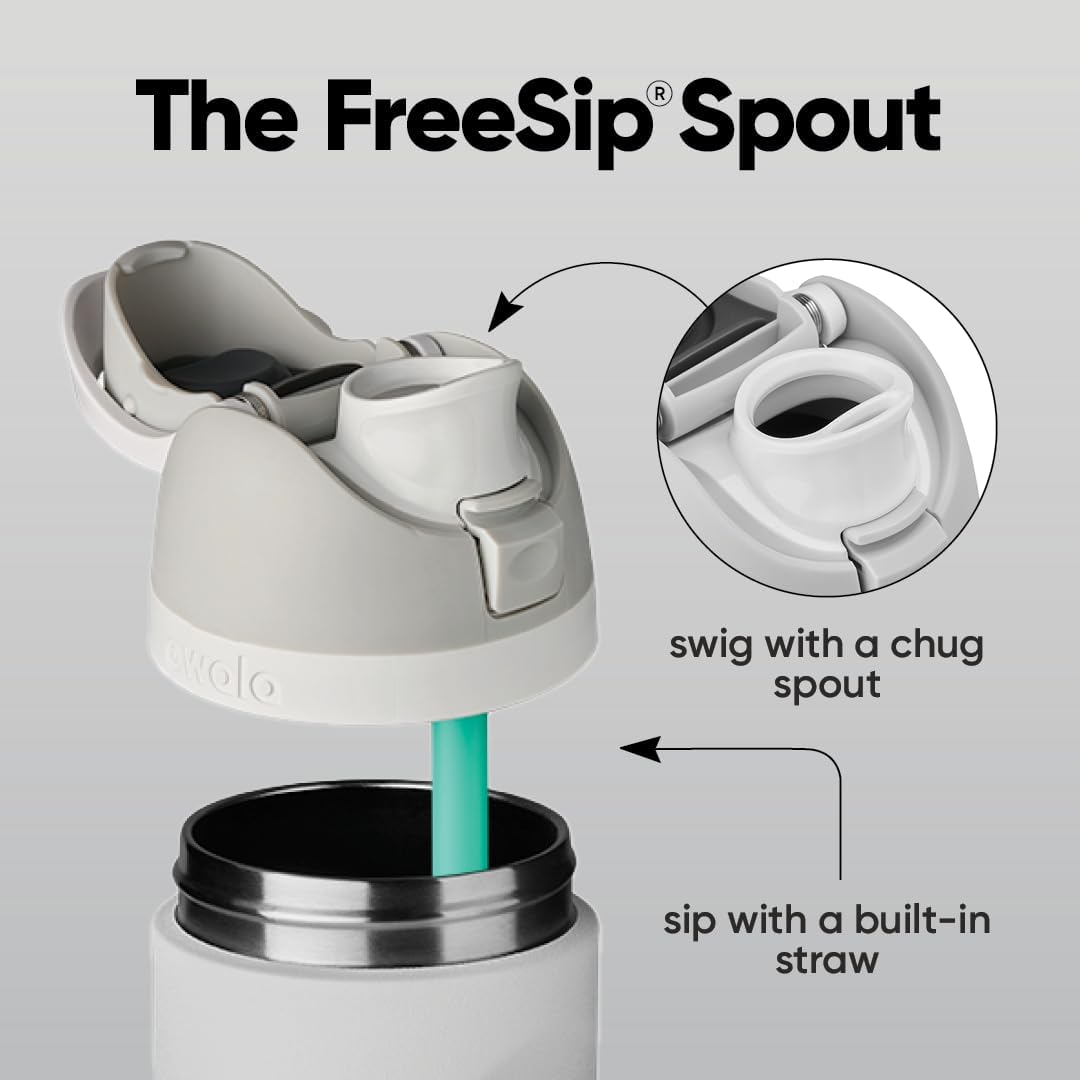Garrafa Térmica Owala FreeSip Inox 946ml com Canudo – Shy Marshmallow (Rosa Claro) - Imagem 5