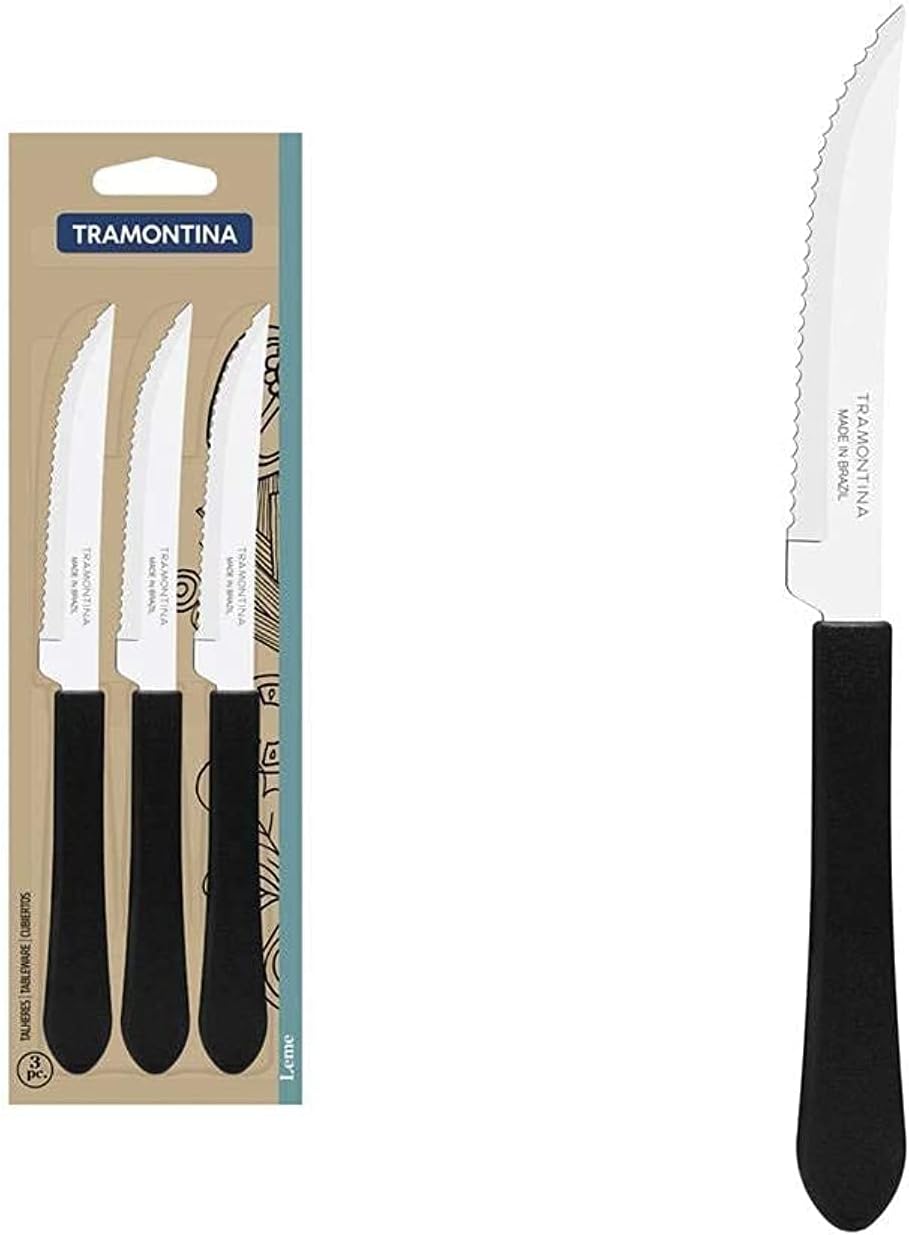 Jogo de Facas Tramontina Inox 3 Peças – Preto
