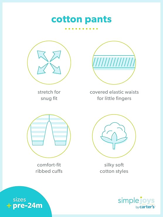 Kit 4 Calças Neutras Infantis Simple Joys by Carter's – Unissex Bebê - Imagem 4